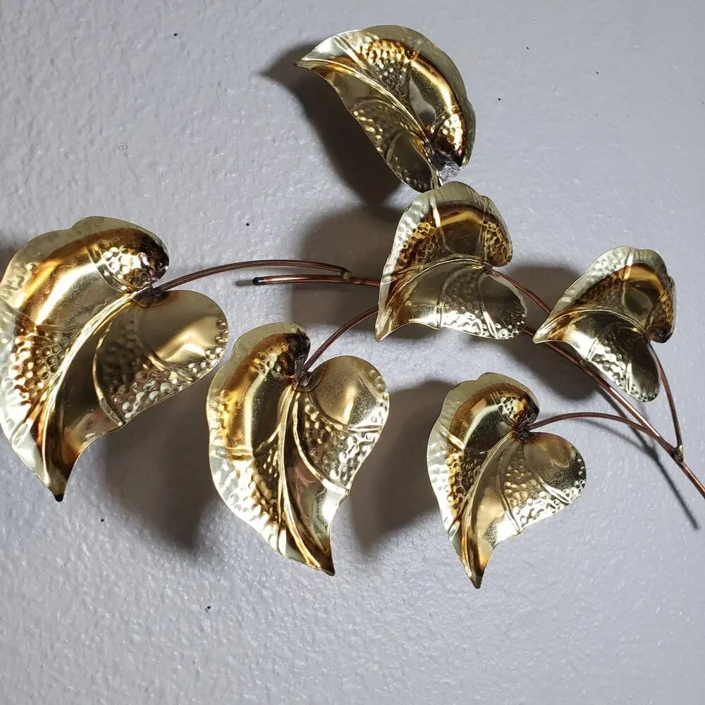 Vintage Mid Century 3D‎ Metal Wall Art With Leaves MCM Hollywood Regency Decor